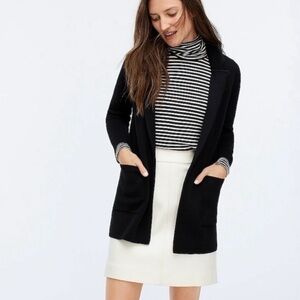 J. Crew Sophie Sweater Blazer 100% Merino Wool Open Front Cardigan Black Size xs